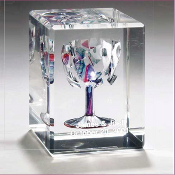 Rectangular Wedding Glass Lucite Cube - Israel's Judaica Simcha Store