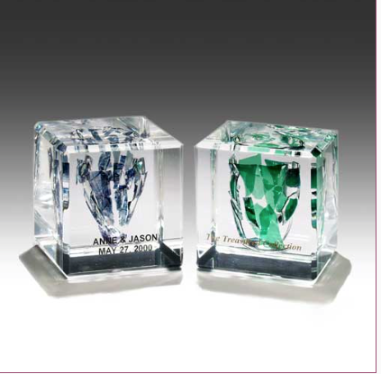 Square Wedding Glass Lucite Cube - Israel's Judaica Simcha Store